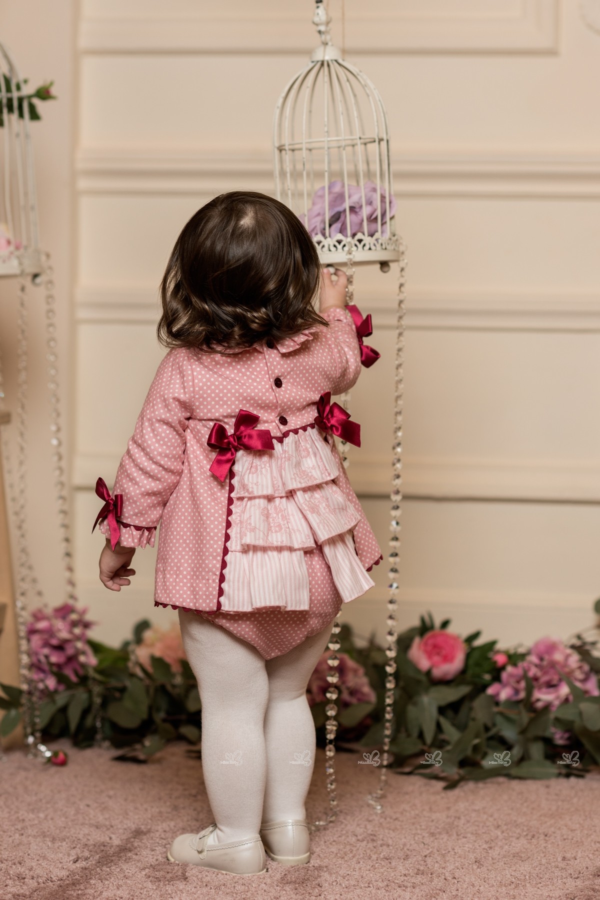 Janice despensa Locura Dolce Petit Conjunto Bebé Niña Vestido Lunares & Volantes Florales Rosa  Pastel | Missbaby