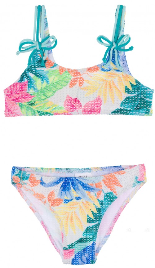 Maricruz Moda Infantil Girls Colourful Floral Print & Broderie Bikini ...