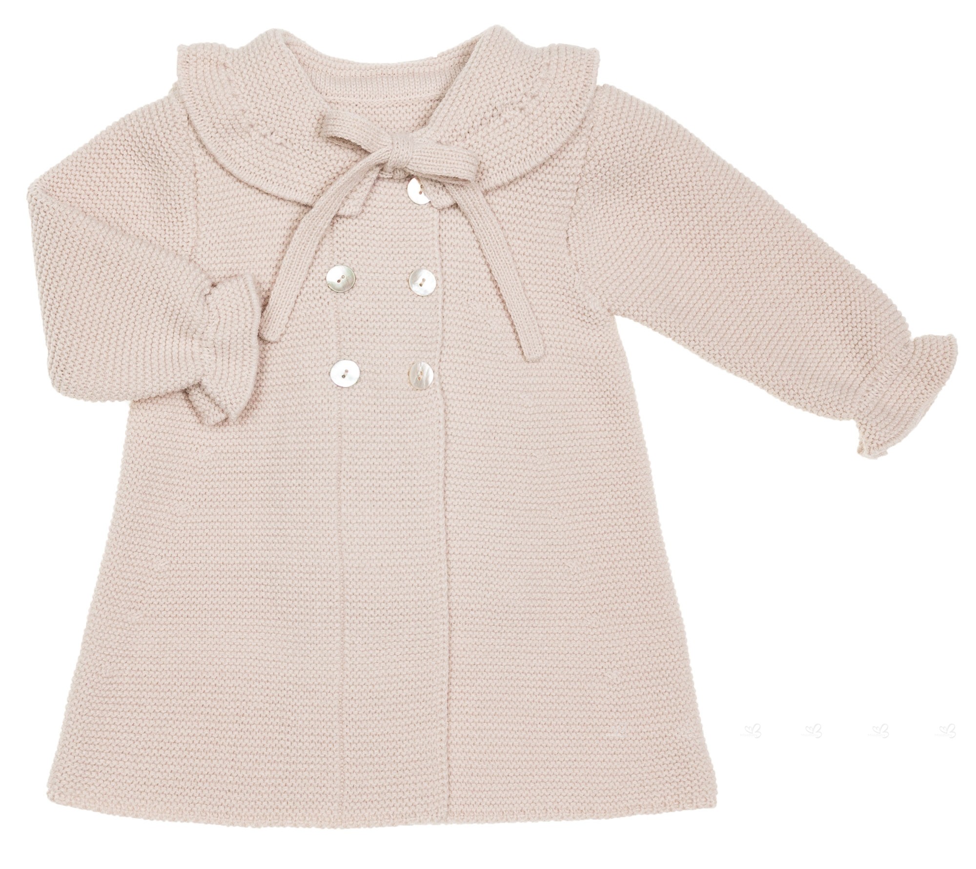 Baby Beige Knitted Pram Coat & Bonnet Set | Missbaby