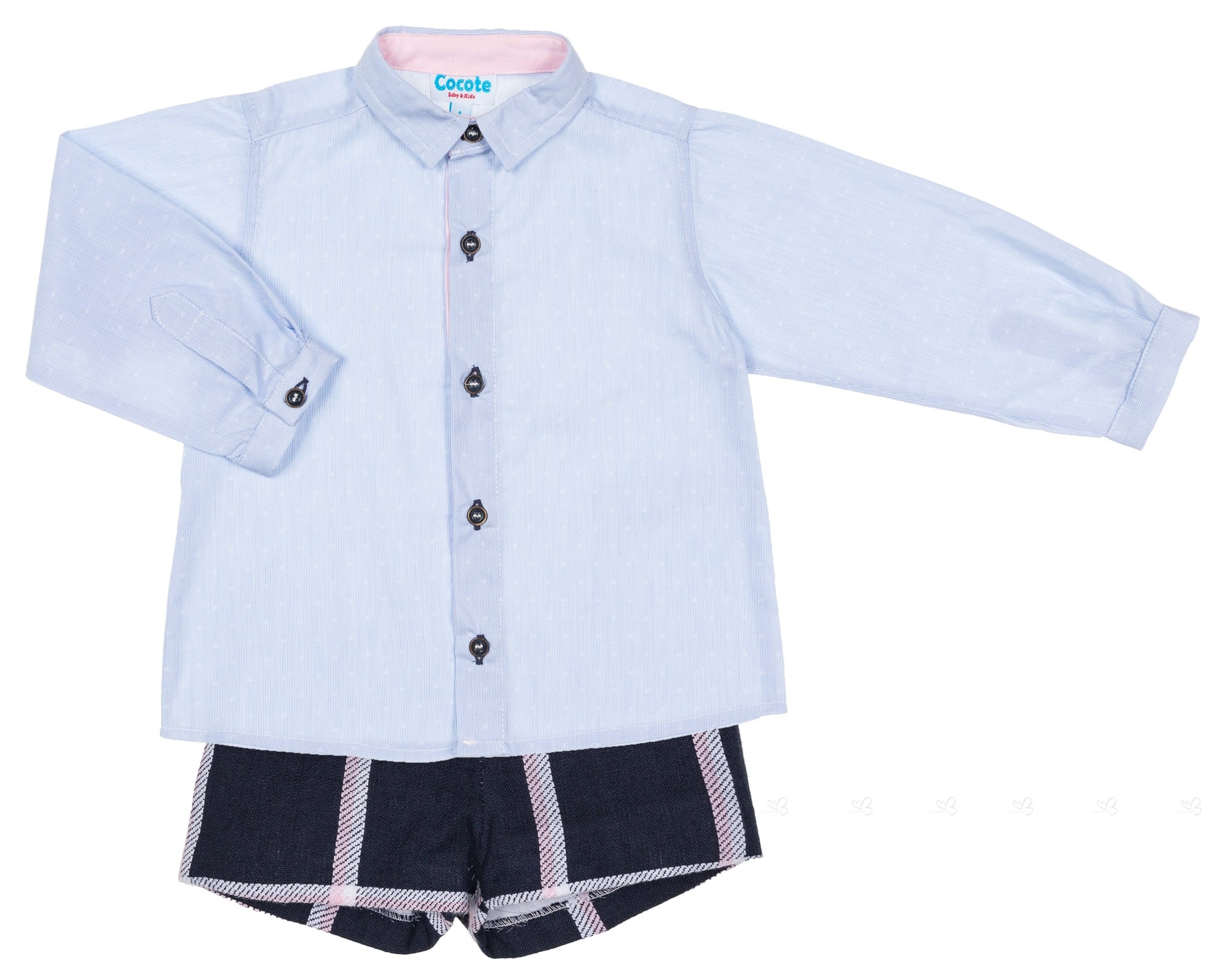 Baby Boys Blue Shirt & Navy Blue Shorts Set | Missbaby
