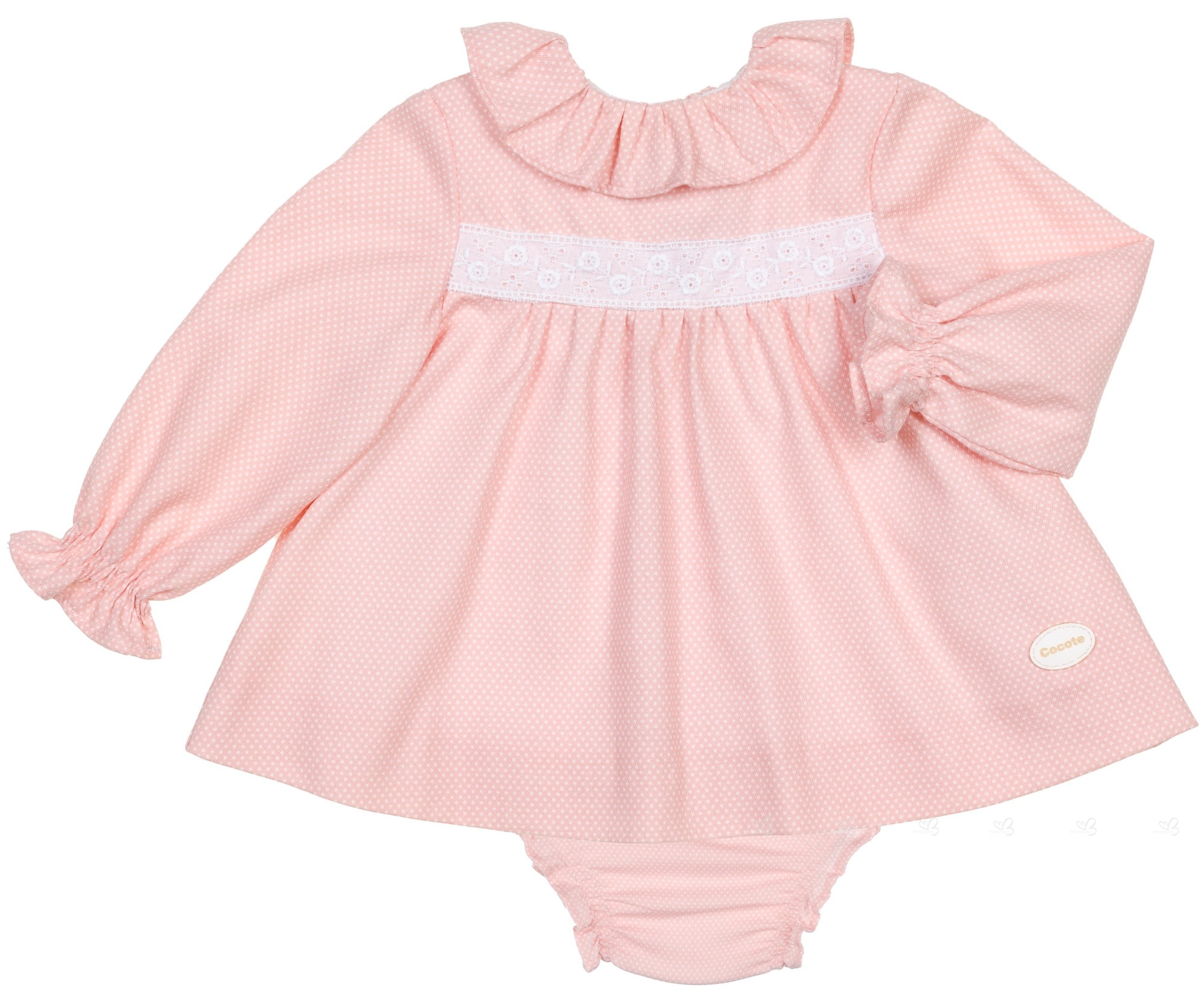 Cocote Baby Girls Pink Polka Dot Dress & Shortie Set | Missbaby