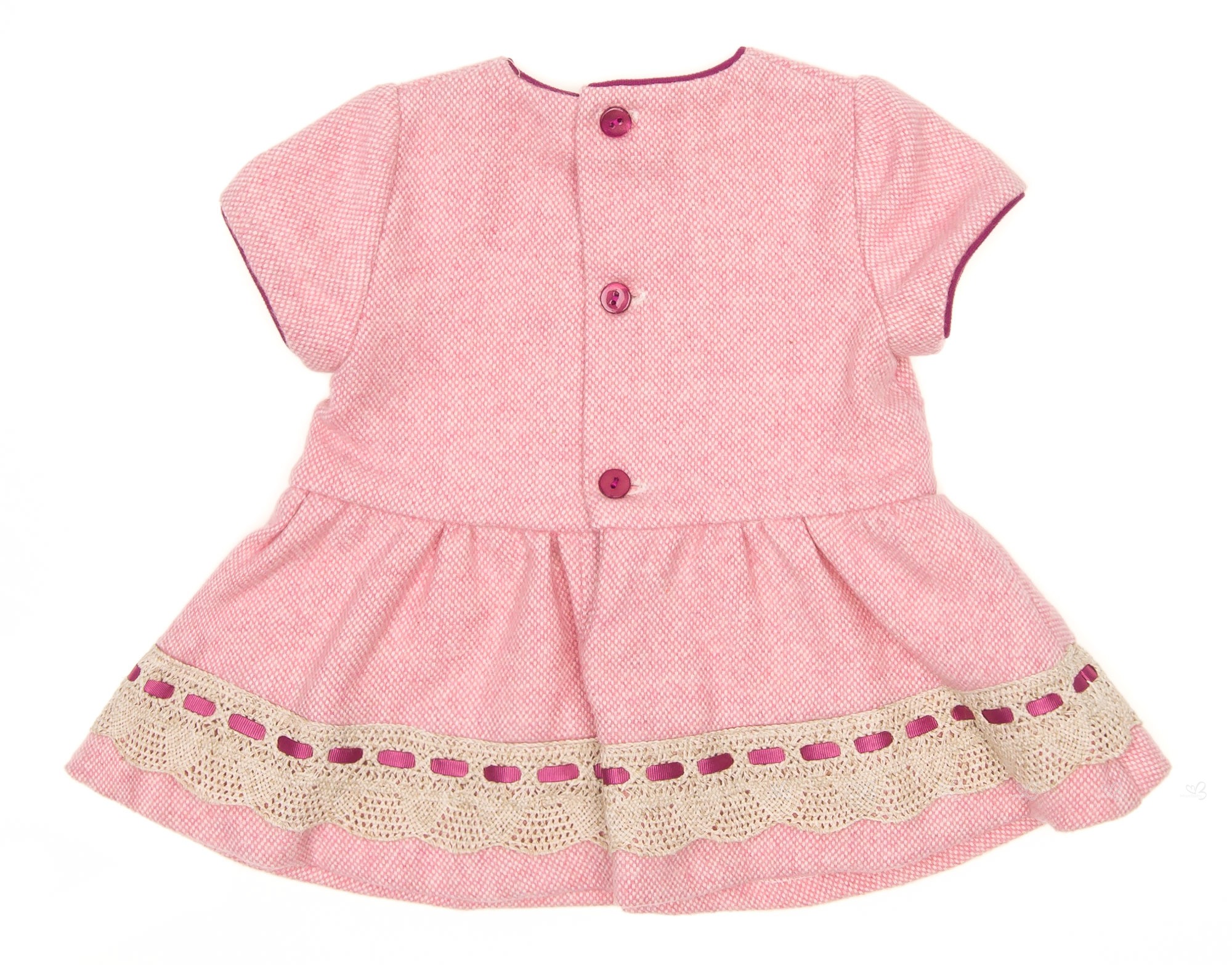 Baby Pink Cheviot Dress & Bonnet Set | Missbaby