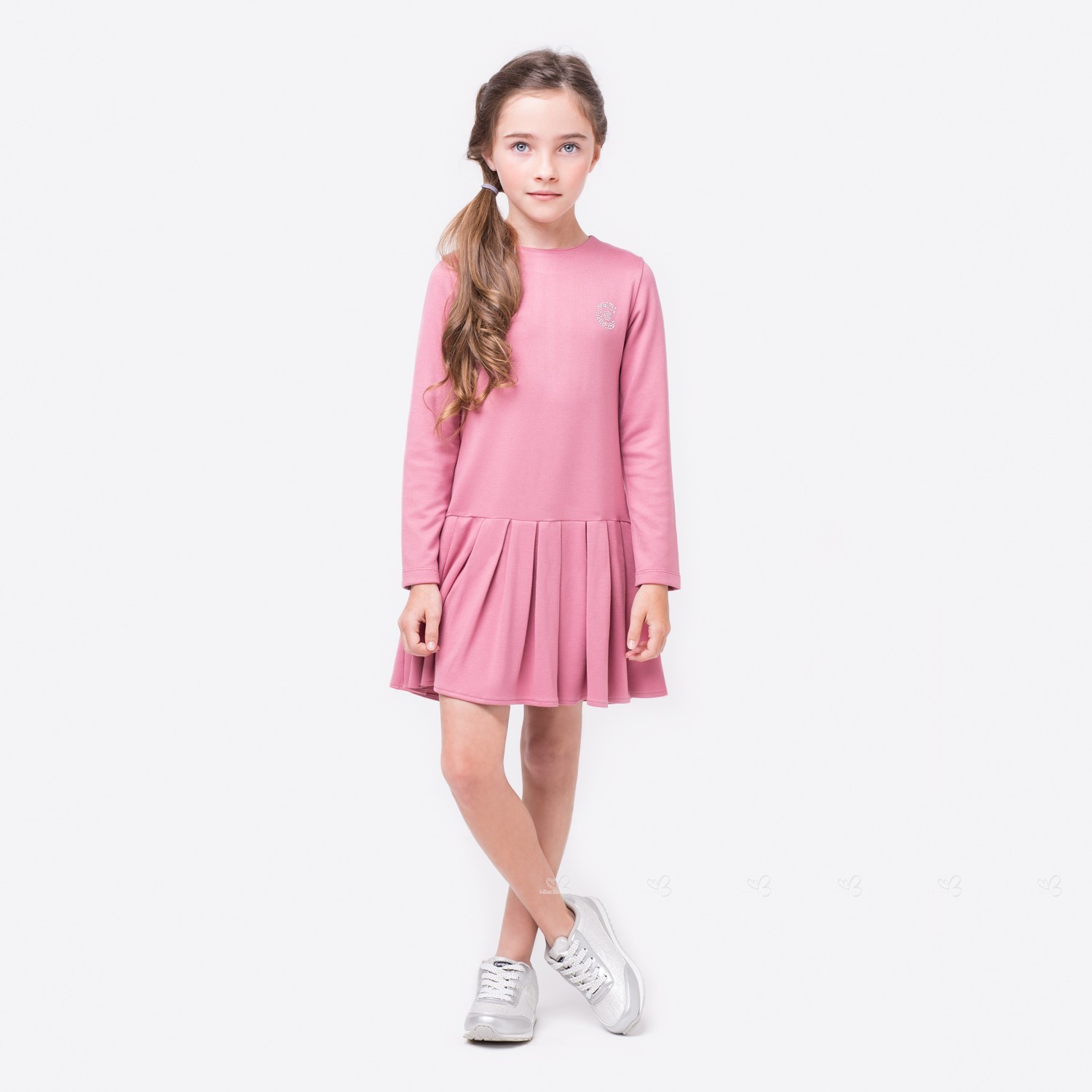 Girls Dusky Pink Jersey Pleated Dress | Missbaby