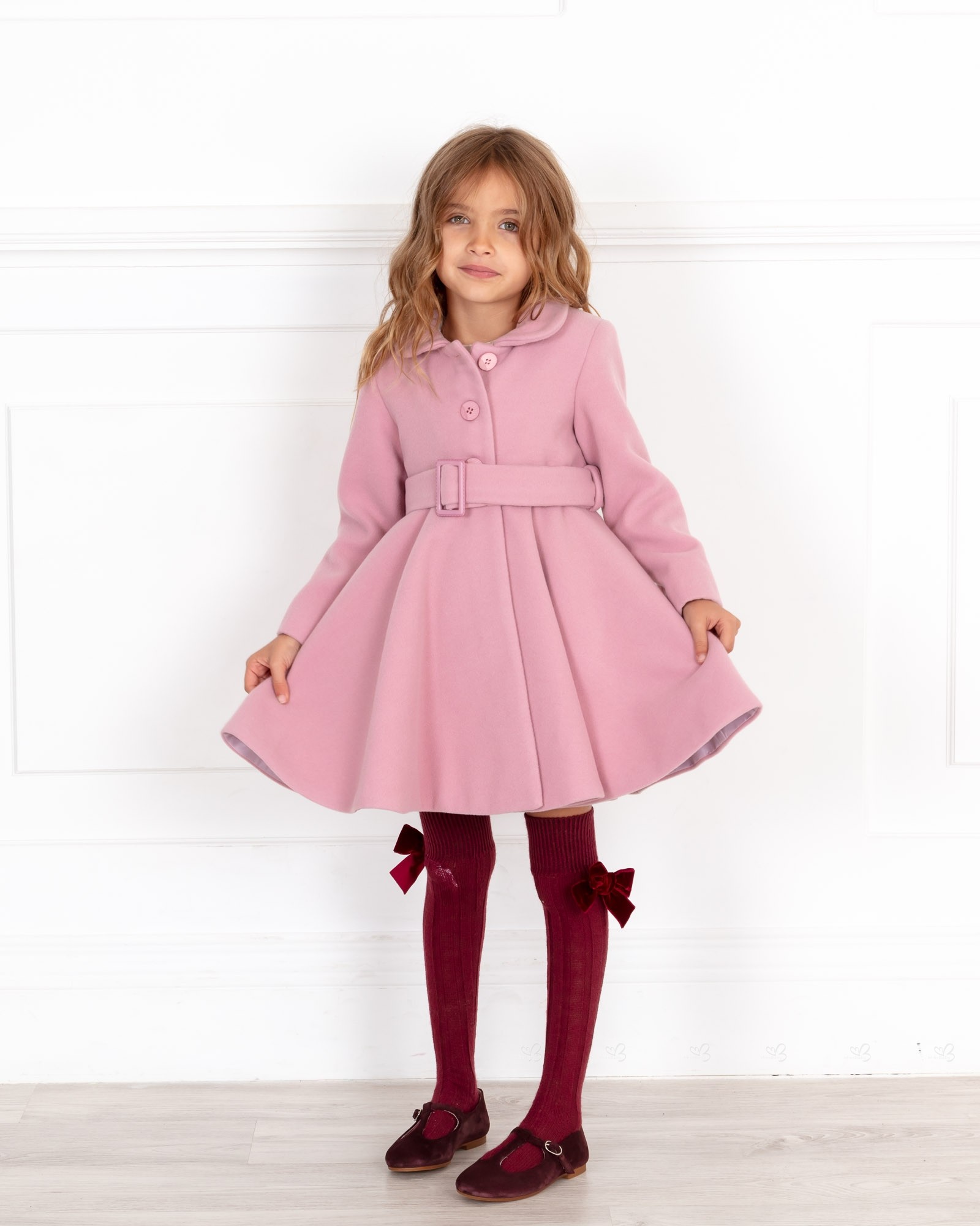 Nekenia Girls Pale Pink Coat with Belt | Missbaby