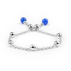 Girls Silver Plated Bracelet with Two Blue Agates