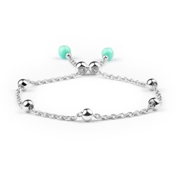 Woman Silver Plated Bracelet with Green Jades