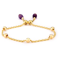 Woman Gold Plated Bracelet with Two Amethysts