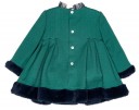 Girls Green Dress & Navy Blue Synthetic Fur Hem
