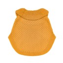 Girls Mustard Knitted Wide Polo-Neck Poncho
