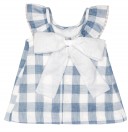 Girls Blue Gingham Dress & Ruffle Collar