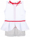 Conjunto Niña Top Blanco Short Rayas Marino