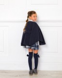 Girls Navy Blue Cape with Bow Belt