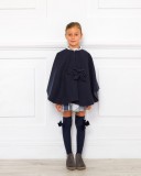 Girls Navy Blue Cape with Bow Belt