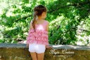 Girls Pink Layered Top & White Pique Shorts Set 