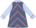 Girls Blue & Red Checked Dress with Sleeves Blue Shirt